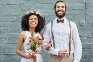 Two Young Adults On Their Wedding Day